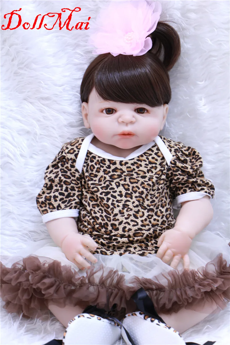 

Bebe DollMai 22" real silicone reborn dolls for children gift toys with pacifier bottle blue/brown eyes optional bonecas