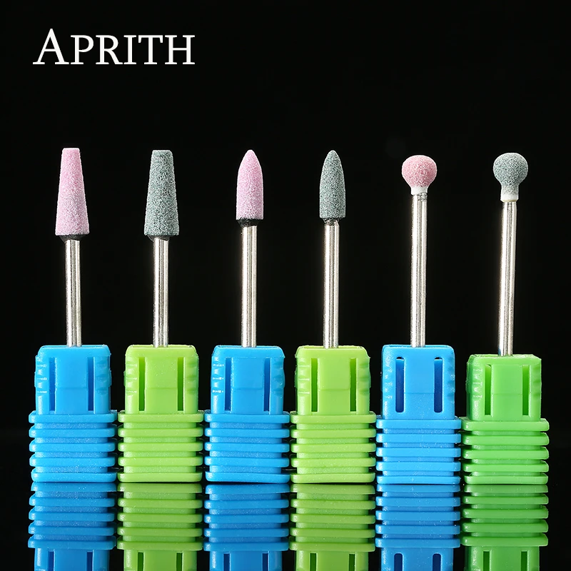 

APRITH 6pcs Ceramic Stone Burr Electric Nail Art Machine 3/32'' Drill Bit Sets for Milling Cutter Cleaning Manicure Nail Tools