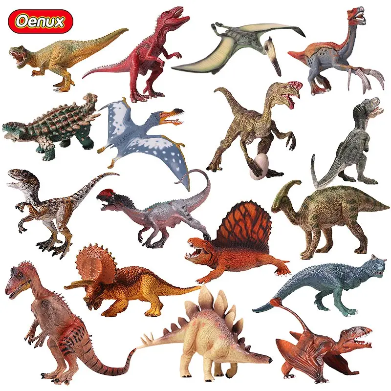 Oenux Original Jurassic Dinosaurs Figurines Therizinosaurus T-Rex Pterosaur Model Action Figures Educational&Collection Toys oenux prehistoric jurassic tyrannosaurus rex spinosaurus t rex dinossauro world model savage dinosaurs action figure toy for kid