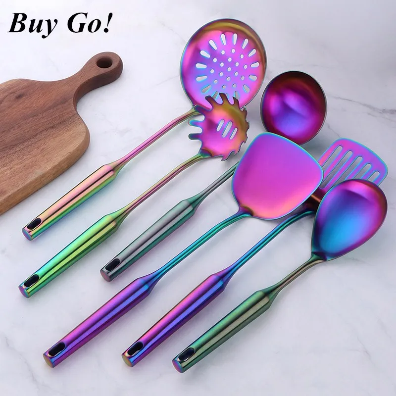 

1PCS Stainless Steel Cookware Set Kitchen Shovel Fish Turner Soup Spoon Pasta Server Strainer Cooking Tools Utensils Kitchenware