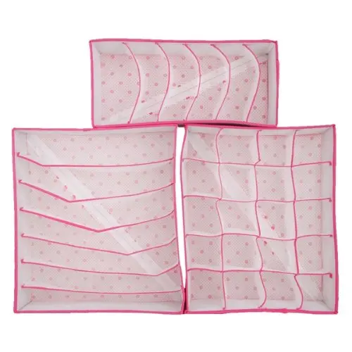 

SOSW-3x Divider Organizer Storage Box Rose Red