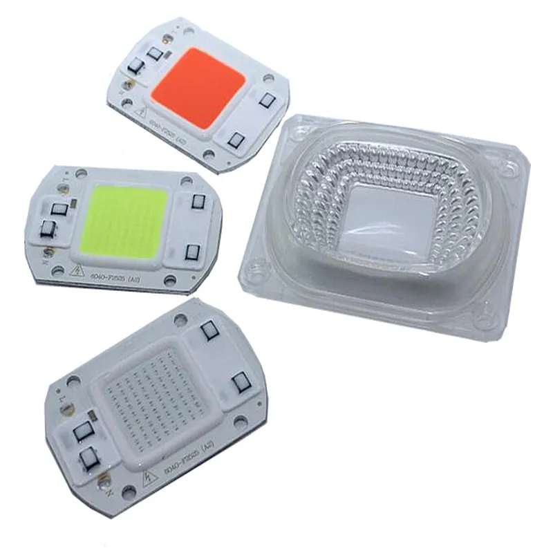 

20W 30W 50w LED COB Chip AC220V Smart IC Red green blue lens Reflector Silicone Ring Lamp Cover floodlight 1set