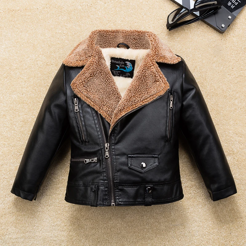 

Warm Quality Leather Boys Jacket for Autumn Winter Coat Bomber Children's Clothing toddler girl winter clothes kids jacket