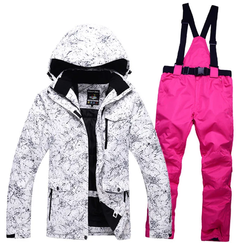 High quality men's ski wear suit snowboard suit waterproof windproof winter snow suit set+ bib warm ski pants large size S-XXXL