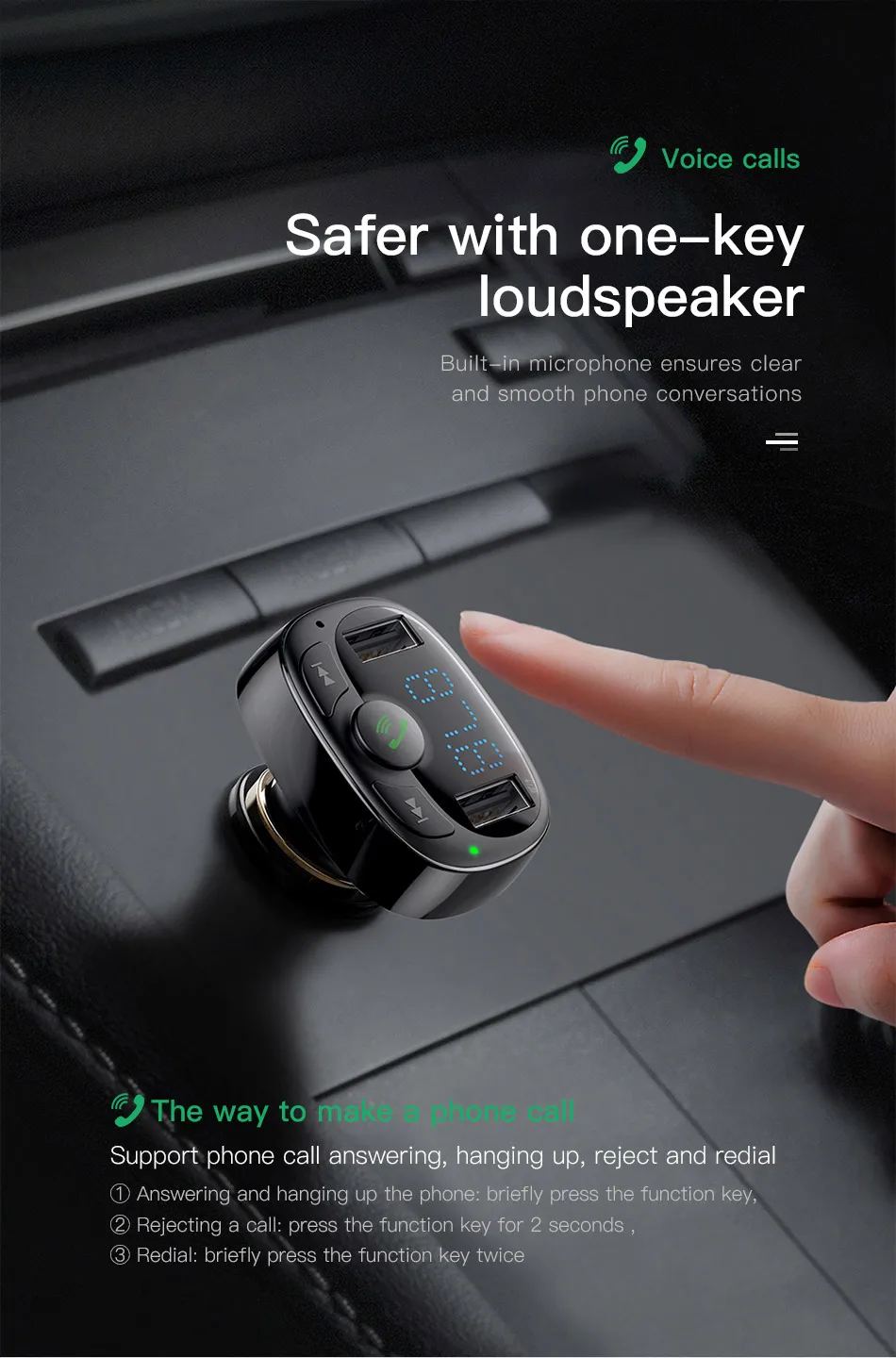 Baseus FM передатчик автомобильное зарядное устройство Aux модулятор Bluetooth автомобильный зарядный комплект Handsfree аудио mp3-плеер 3.4A двойной USB Автомобильное зарядное устройство