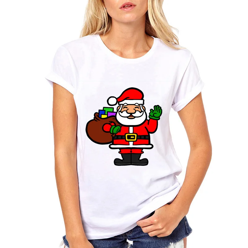 Летняя футболка женская с Санта Клаусом Рождественская уличная camisetas Hombre