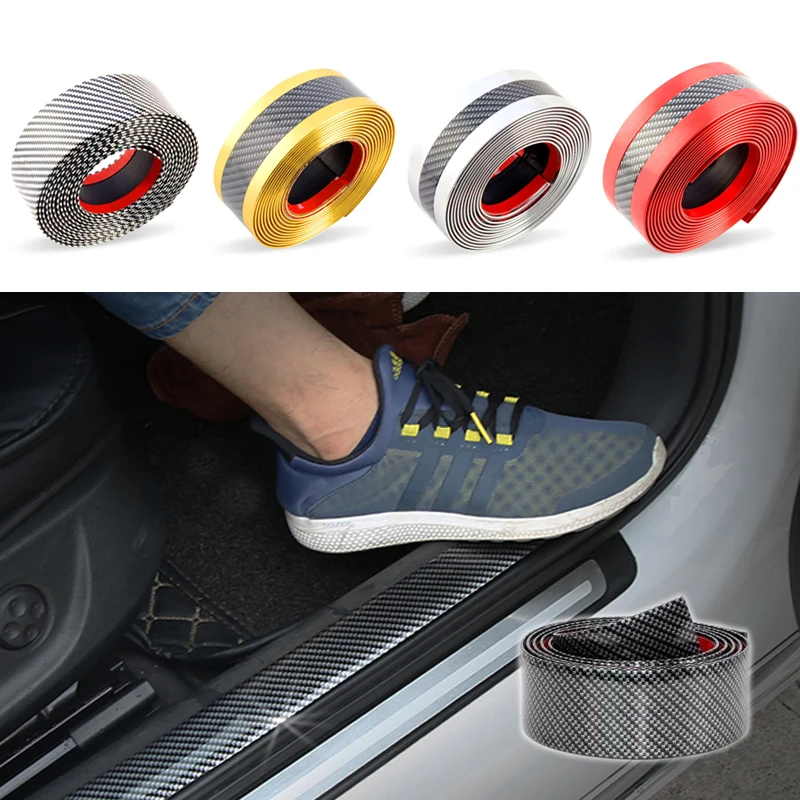

Car Stickers Styling 5D Carbon Fiber Rubber Door Vinyl Sill Protector Goods Bumper Decorative Strip For KIA Ford etc Accessories