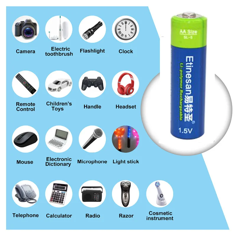 2 Etinesan 3000mWh 1,5 V AA Li-polymer Перезаряжаемые батарея+ 1,5 v aa aaa зарядное устройство