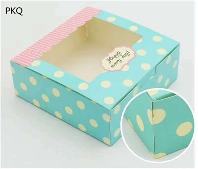 

candy Box with window blue dot Gift packaging window Boxes for Wedding Party Favor cupcake box with window