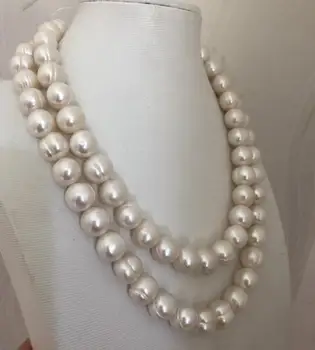 

gorgeous 11-13mm south sea baroque white pearl necklace 16"