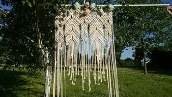 

90cm x 245cm Macrame arch wedding, photo scenery, ceremony backdrop, boho wedding,large background, long macrame wall hanging