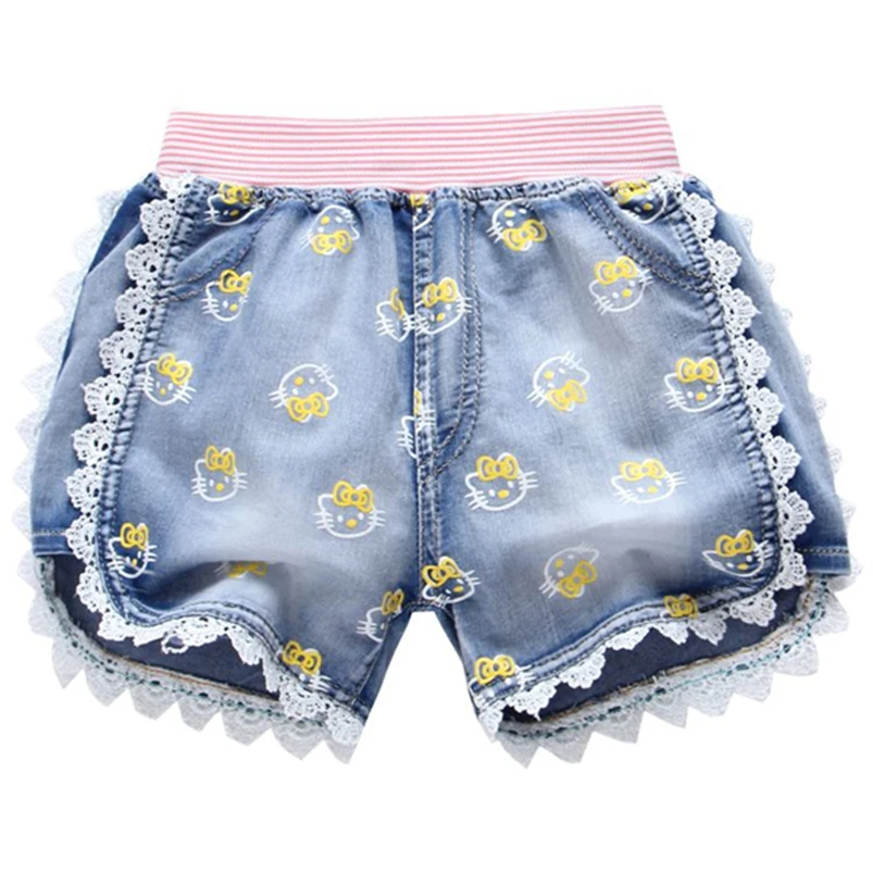 1PCS Kids Denim Shorts Summer Lace Baby Girls Cartoon Pattern Jeans ...