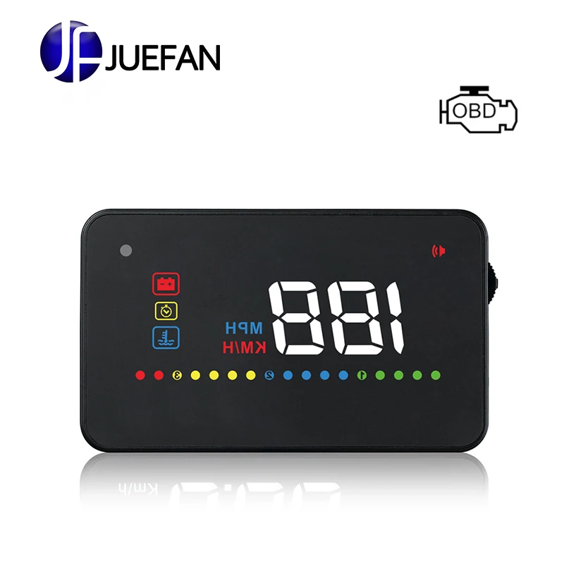 

JUEFAN A200 OBD II or EUOBD HUD projector car speed projector Speed alarm HUD projector Head UP display Windshield Digital