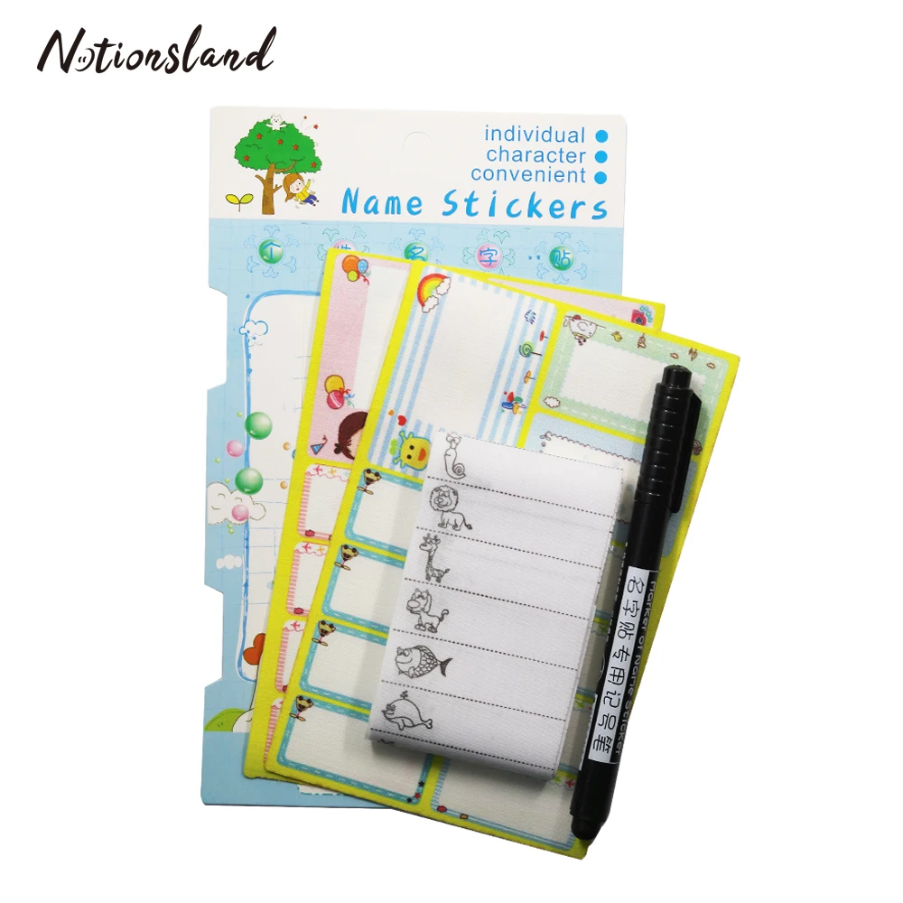 

White Name Label Washable Iron on Labels Fabric Tags Marker Set for Child School Clothes Sewing Accessories