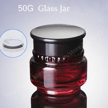 

Hot sale 50G glass Cream jar with red glass jars containers for cosmetic night cream for travel Refillable