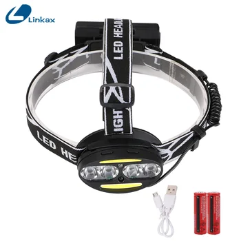 

5 Modes XML-T6 COB LED Induction Headlamp 18650 battery USB Charger hiking camping working Light