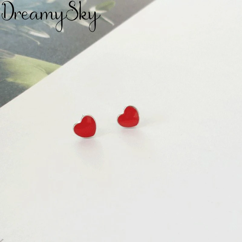 

DreamySky 100% Real 925 Sterling Silver Love Heart Earrings For Women Fashion Statement Jewelry Pendientes joyas de plata 925