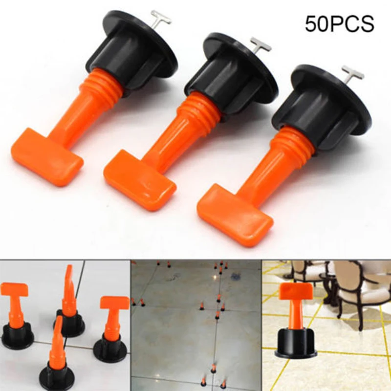

Flooring Wall Tile Leveling System Leveler Adjustable Locator Reusable Tile Leveling System Leveler Floor Construction Tool 50pc