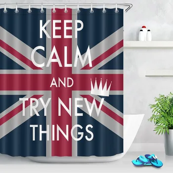 

Waterproof Union Jack Shower Curtains Letters Extra Long British Flag Bathroom Polyester Fabric For Bathtub Home Decor 12 Hooks