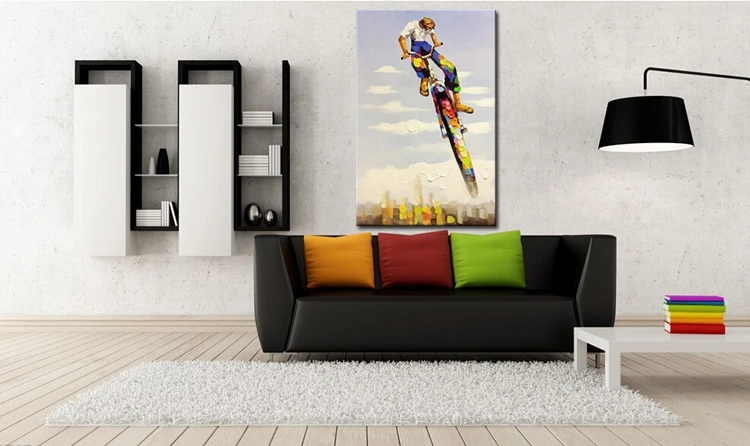 Comprar 100% pintado a mano arte de la pared nuevo diseño de pintura al óleo conducción en lona para la decoración del hogar no Marcos