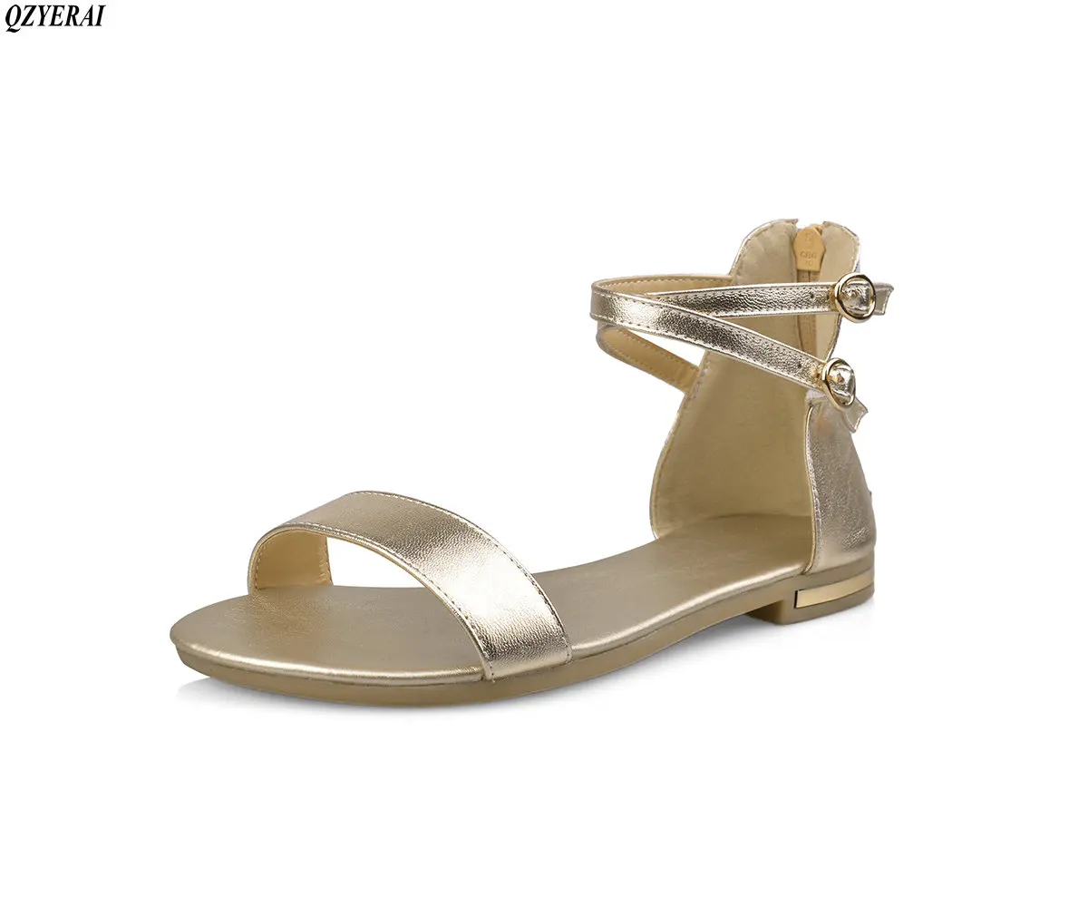 

QZYERAI 2018 New fashion women's sandals 100% cowskin European summer women's shoes casual comfortable new sandals