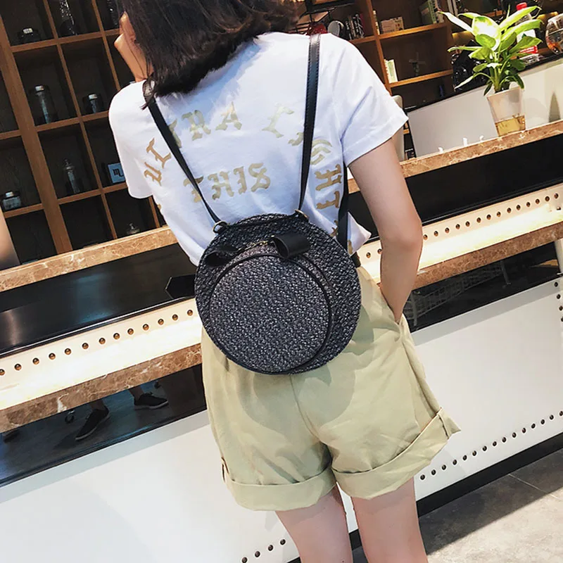 New Fashion Women Summer Straw Backpack INS Popular Female Hat Back Pack Lady Travel Casual Mochila Stripe Knit Crossbody BP3008 (26)