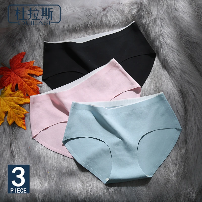 

DULAS Panties Female Bacteriostasi Cotton Girls Underwear Mid-Rise Girls Underwear Ladies Seamless Large Size Panties 3pcs/lot