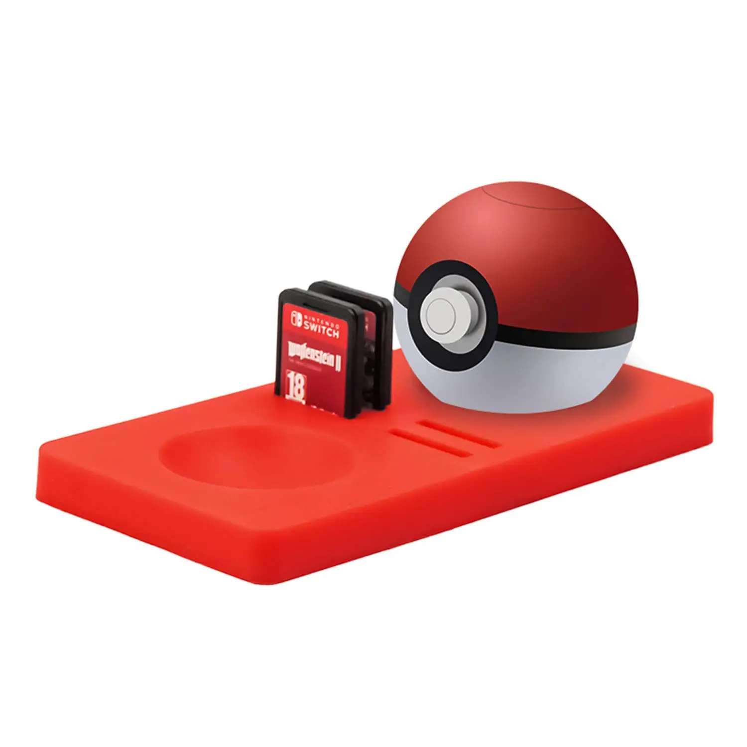

Protective Silicon Pad for Nintendo Switch Poke Ball Plus Controller 2 in 1 Lets Go Eevee Game Cards Red Holder Pad Accessory