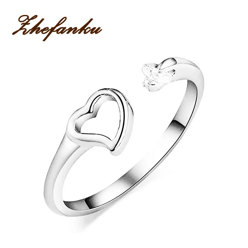 

2017 1Pcs Fashion New Personality Elegant Zircon Heart-Shaped Hand-Set Opening Couple Rings