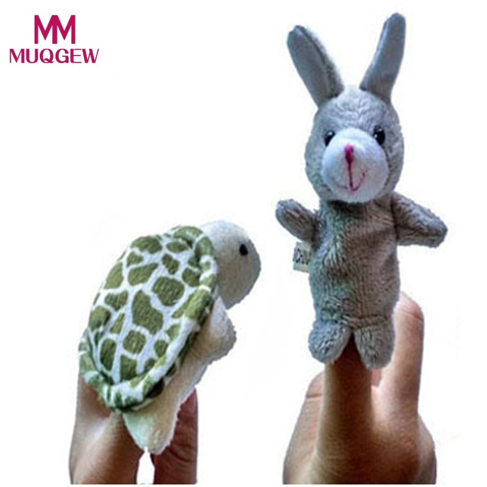 

2017 new toy 2pcs Animal Finger dolls Flannel tortoise & rabbit cartoon Finger dolls Child Baby Early Education tool Toys Gift