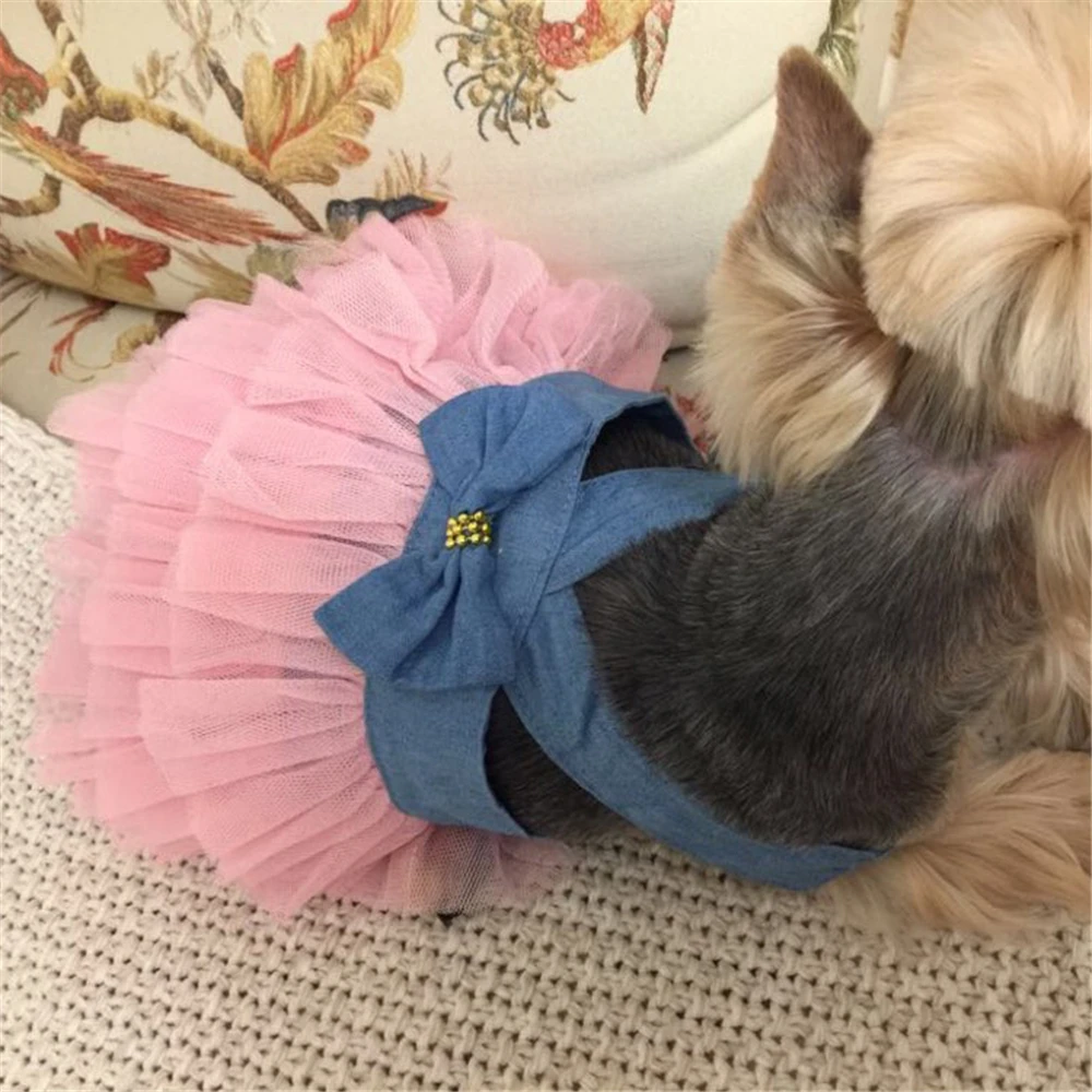 Летние для домашних животных собак платье-пачка для девочек, детская одежда для маленькие собачки чихуахуа, йоркширского терьера, свадебное праздничное платье принцессы юбка щенок Весна Костюмы