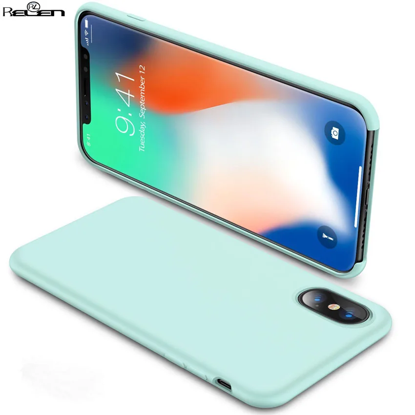 half-wrapped case For iPhone X Case Liquid Silicone Gel Rubber Shockproof with Soft Microfiber Cloth Lining Cushion. | Мобильные