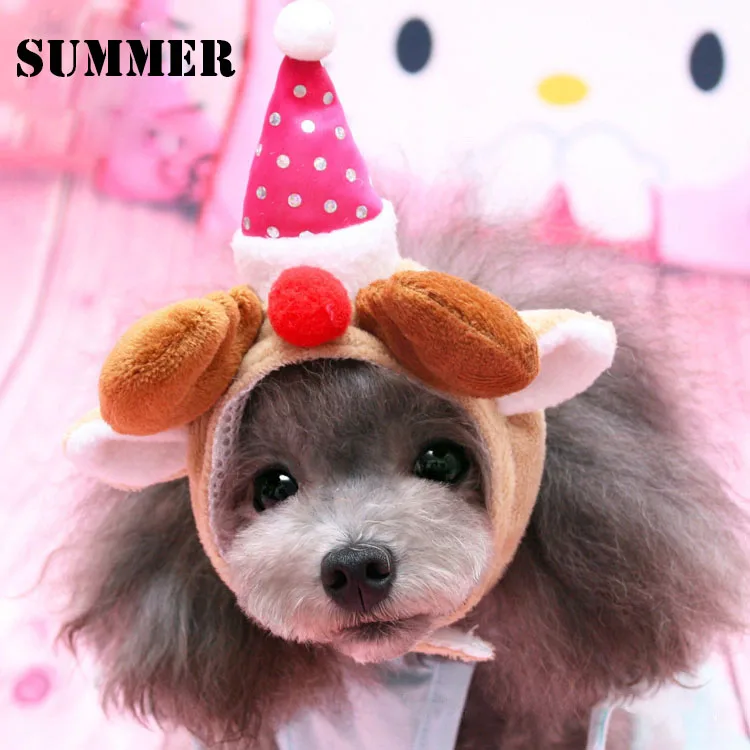 Super lovely Pet Dog Warm Clothing Dog Hats Elk Antlers Winter Cute Cat