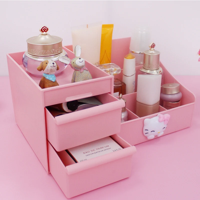 Cute CartoonHello Kitty Saves Space on Desktop Makeup Storage Drawer