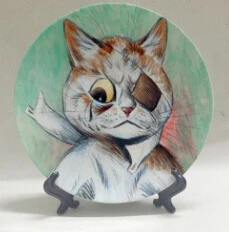Декоративная тарелка в викторианском стиле, иллюстратор Anthropomorphic Cats, милый мультяшный рисунок, кошачий рисунок, домашнее животное, дизайнерское настольное украшение, тарелки - Цвет: 14