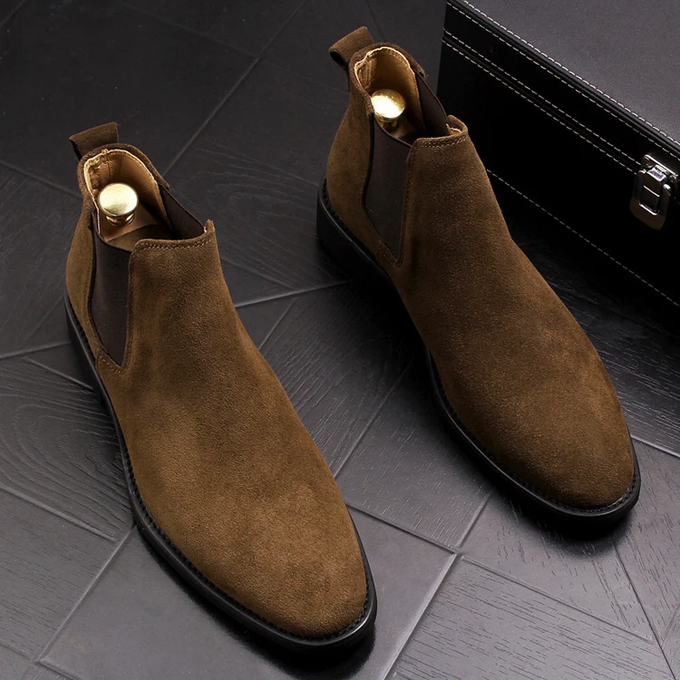 Men Fashion Casual Ankle Boots Spring Autumn Slip on Pointed Toe ...