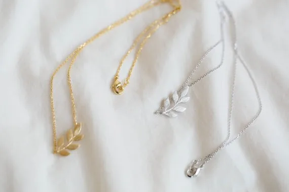2014-New-Arrival-Fashion-Jewelry-18k-Gold-Silver-Pretty-Organic-Laurel-Leaf-Necklace-Girl-Lover-s