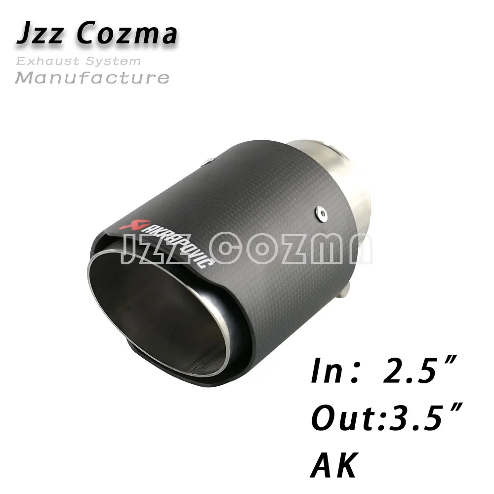 Jzz Cozma 2,2" впускная выхлопная труба для 3,5"/" /4,5" выход из углеродного волокна akrapovic выхлопная труба с выхлопными наконечниками зажим - Цвет: Matt S IN2.5 OUT3.5