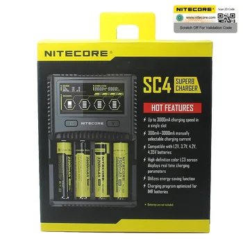 

Nitecore SC4 D4 D2 NEW I4 I2 Digicharger inteligente LCD circuitos Global de seguros Li-ion 18650 14500 16340 26650 de cargador