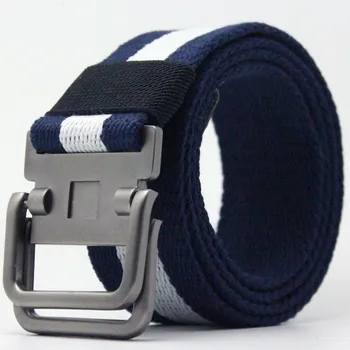 

Canvas Belt Men Stripe Metal Tactical Belts Men's Double Loop Buckle Woven Belt Casual Pants Gift For Men Belts Canvas Cintos