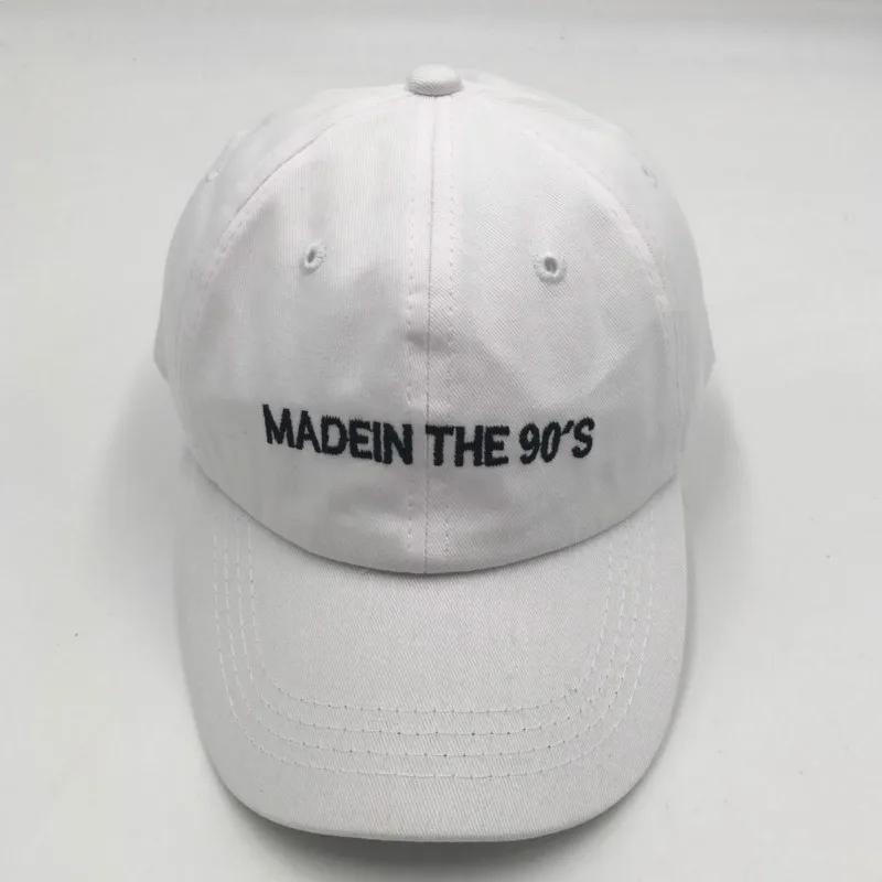 С нашивкой в виде надписи "Сделано в 90S папа шляпа для Для женщин Для мужчин хлопок MADEIN 90S Бейсбол Кепки в стиле хип-хоп Уличная Мужская Snapback Bone - Цвет: Белый