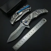 Серебристый демон злой Дракон змея резьба 3D складной нож с зажимом карманные ножи из нержавеющей стали крутой для коллекции инструмент