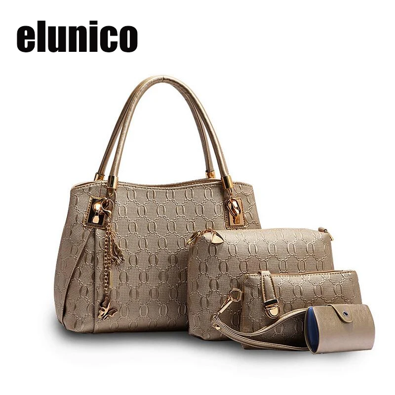Elunico 3 Bags font b set b font Fashion font b Handbag b font Women Messenger