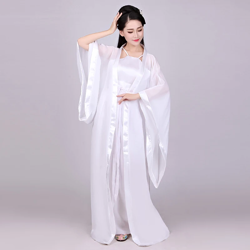 Белый Hanfu Китайский древний Белый с длинным рукавом костюмы женские династии Хань юбка для женщин сценические одежда для косплея BL1205