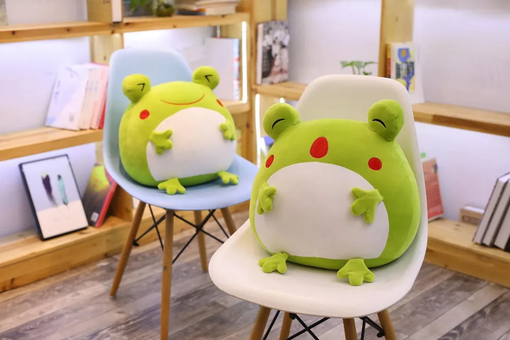 35cm Cute Expression Frog Plush Toy Soft Cartoon Animal Frog Stuffed Doll Sofa Bed Pillow Cushion Household Items Kids Best Gift