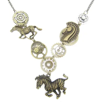

2018 New Arrival Lively Horse and Zebra Animal Pendant DIY Steampunk Necklace