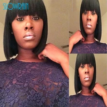Virgin Brazillian Human Hair Bob Wigs Glueless Lace Front/Full lace Bob Wigs With Bangs Short Human Hair Wigs for Black Women