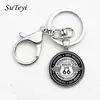 Vintage Metal Key Chain USA Route 66 Key Ring Women Men Round Glass Cabochon Pendant Keychains With Lobster Buckle Gifts ► Photo 3/6