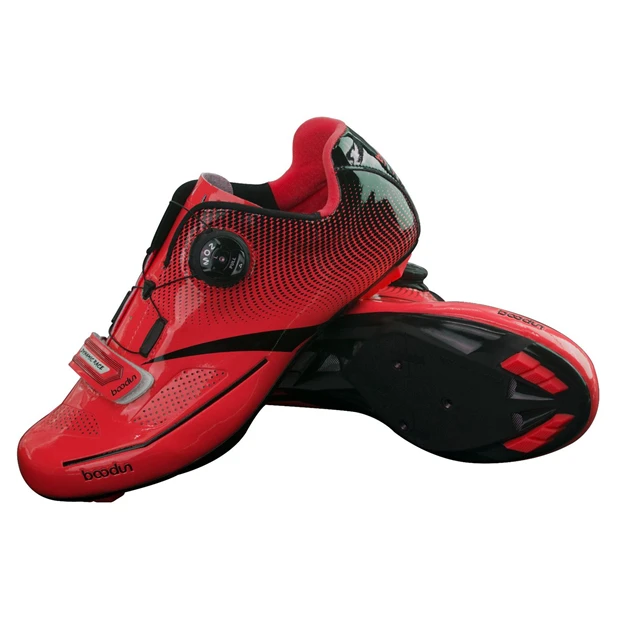 BOODUN Mens Ultralight Cycling Shoes Professional Road Bike Shoes Self-locking Breathable Racing Bicycle Shoes Zapatos Bicicleta - Цвет: red