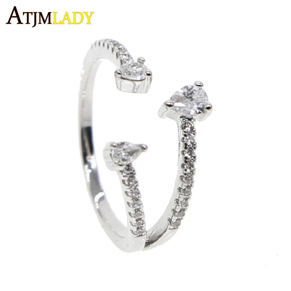 

Anillos New Sale 2018 Wholesale Cheap Dainty Jewelry Tears Adjust The Shaped Ring Cz Drops Opening Rings For Women Party Club